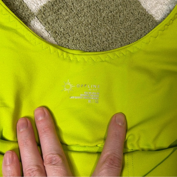 OFFLINE by Aerie Real Me Low Key Longline Sports Bra in Lime Slush - Picture 8 of 9